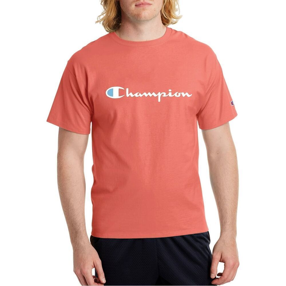 Champion Men's Classic Graphic T-Shirt peach pink M y2k 90s casual nostalgia